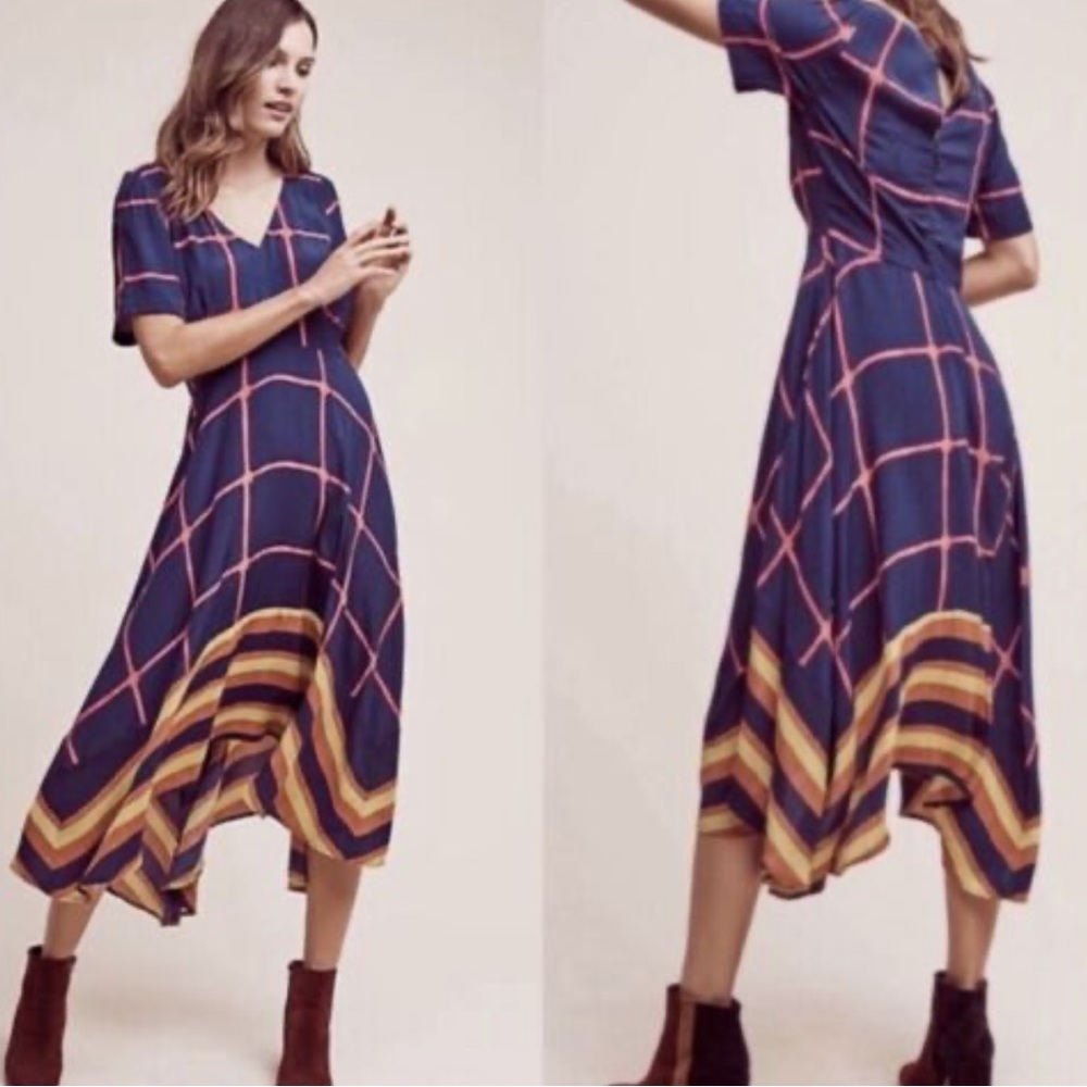 Anthropologie HD in Paris plaid midi dress